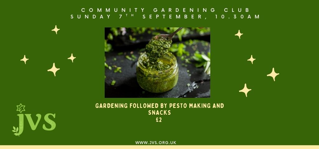 Community gardening club and pesto making